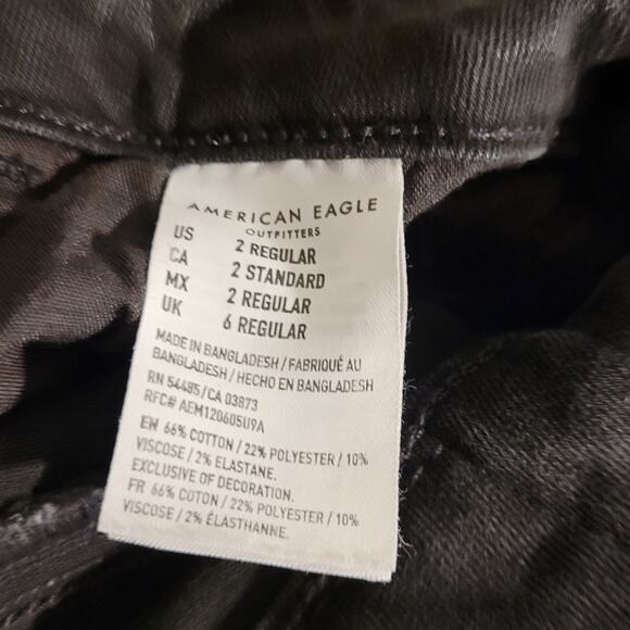 AMERICAN EAGLE Next Level Stretch Skinny Jeans 2 Ripped Black Sydney Sweeney - Picture 5 of 14